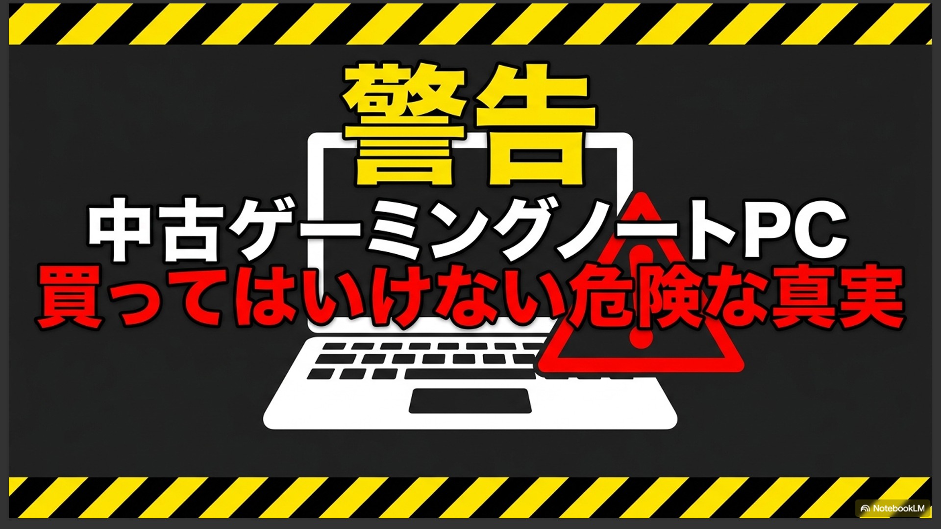 警告・中古ゲーミングノートPCを買ってはいけない危険な真実というタイトルスライド