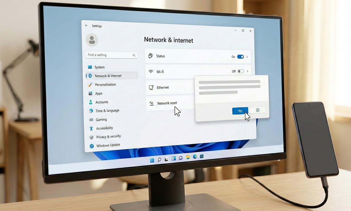 Windows11のネットワークリセット実行方法