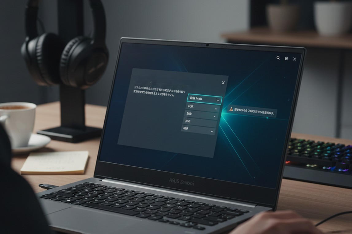 ASUSのMyASUSアプリでVRAM容量を設定