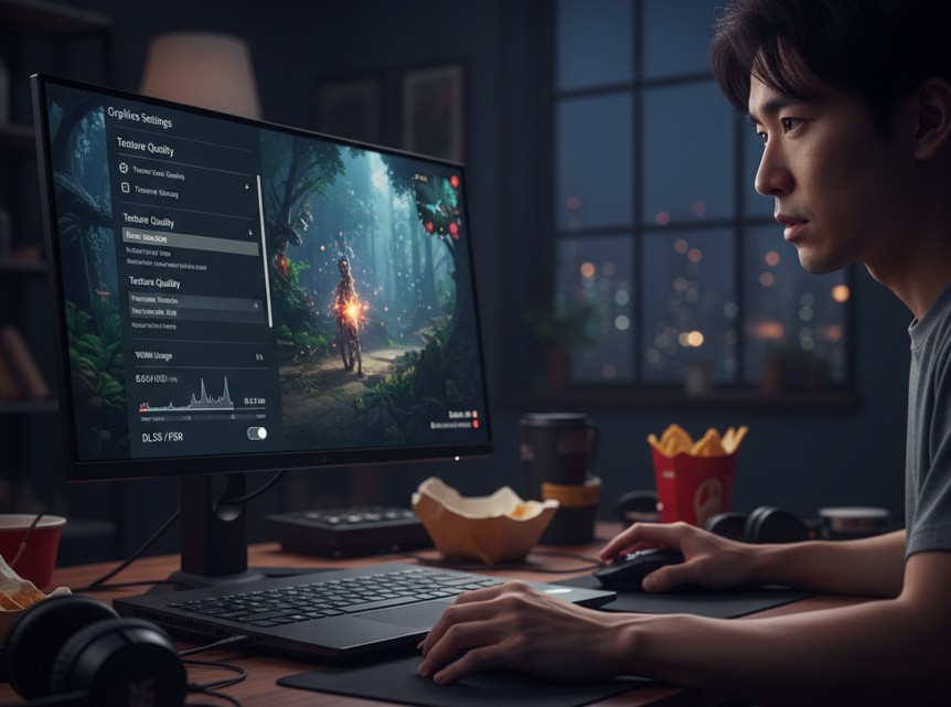 ゲーム内の画質設定を見直し消費量を最適化