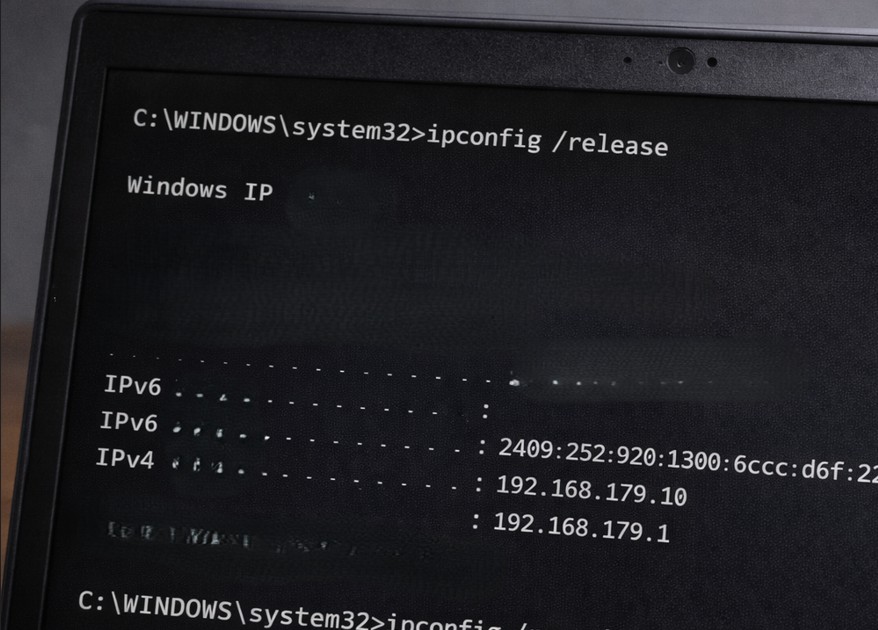 コマンドプロンプトでIPアドレスを再取得する