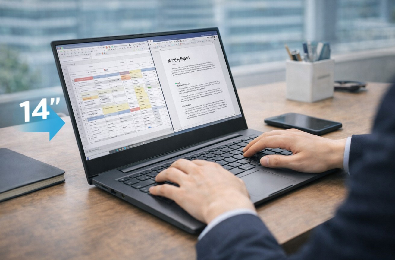 画面サイズ14インチと軽量設計のバランスポイント