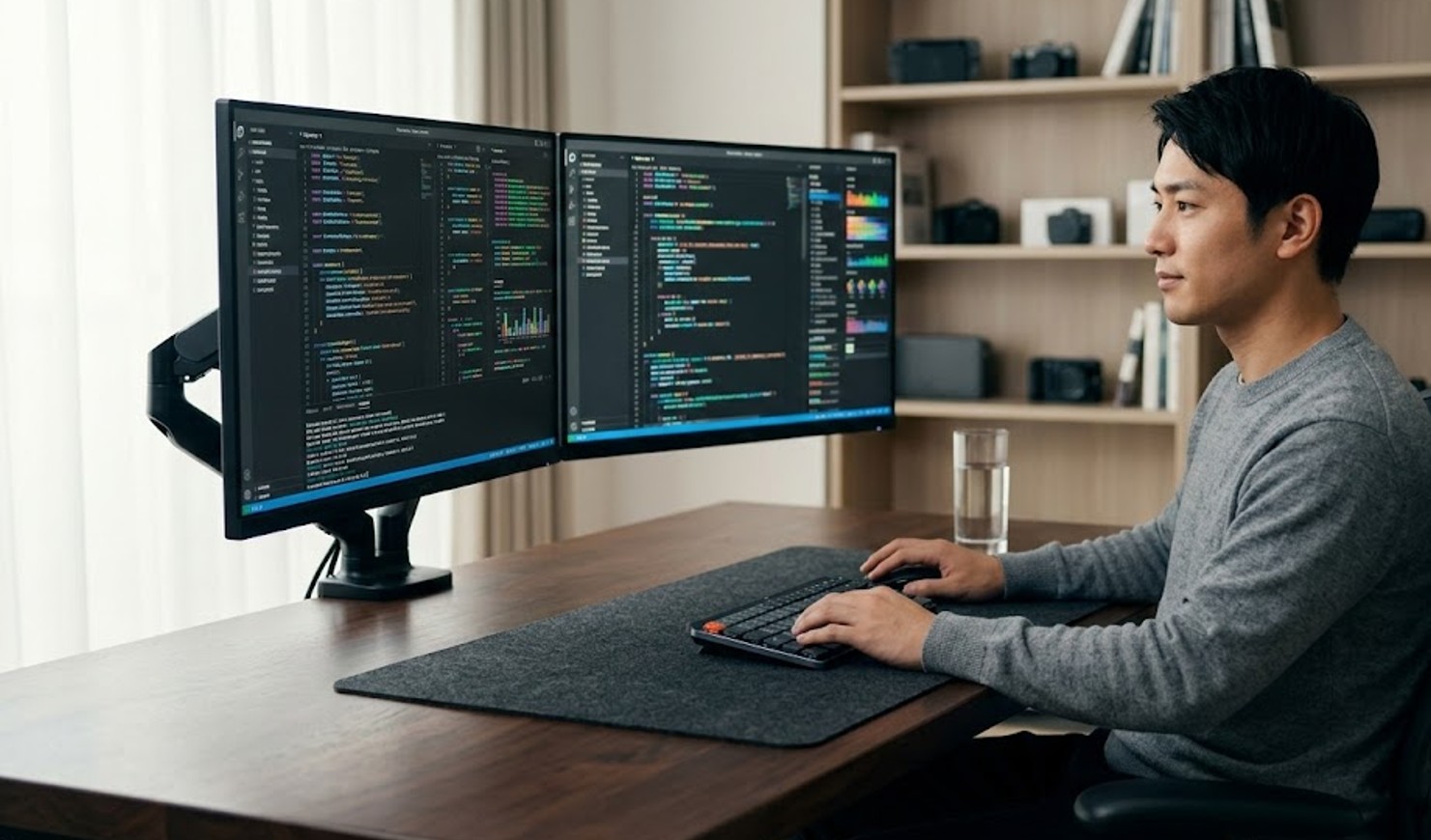 デュアル32インチは80cm以上