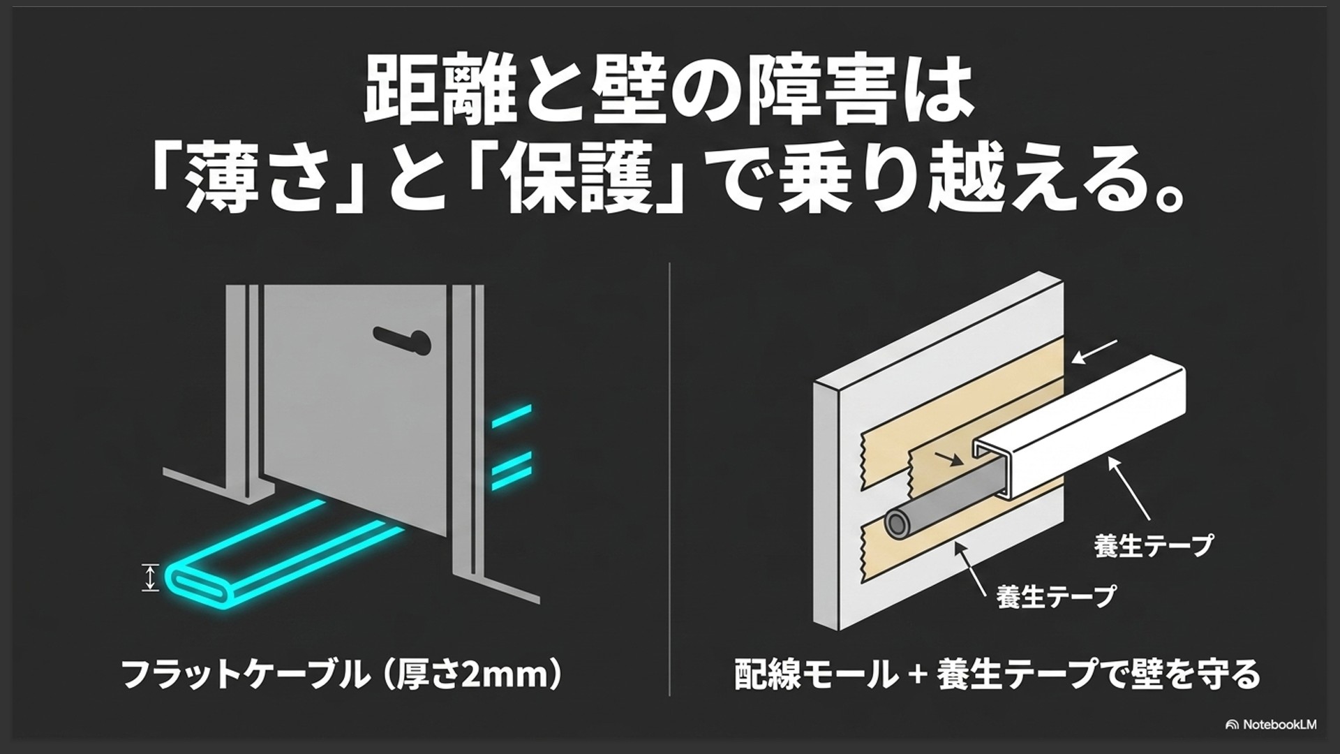 賃貸でもできる!フラットケーブルと養生テープを使った配線術