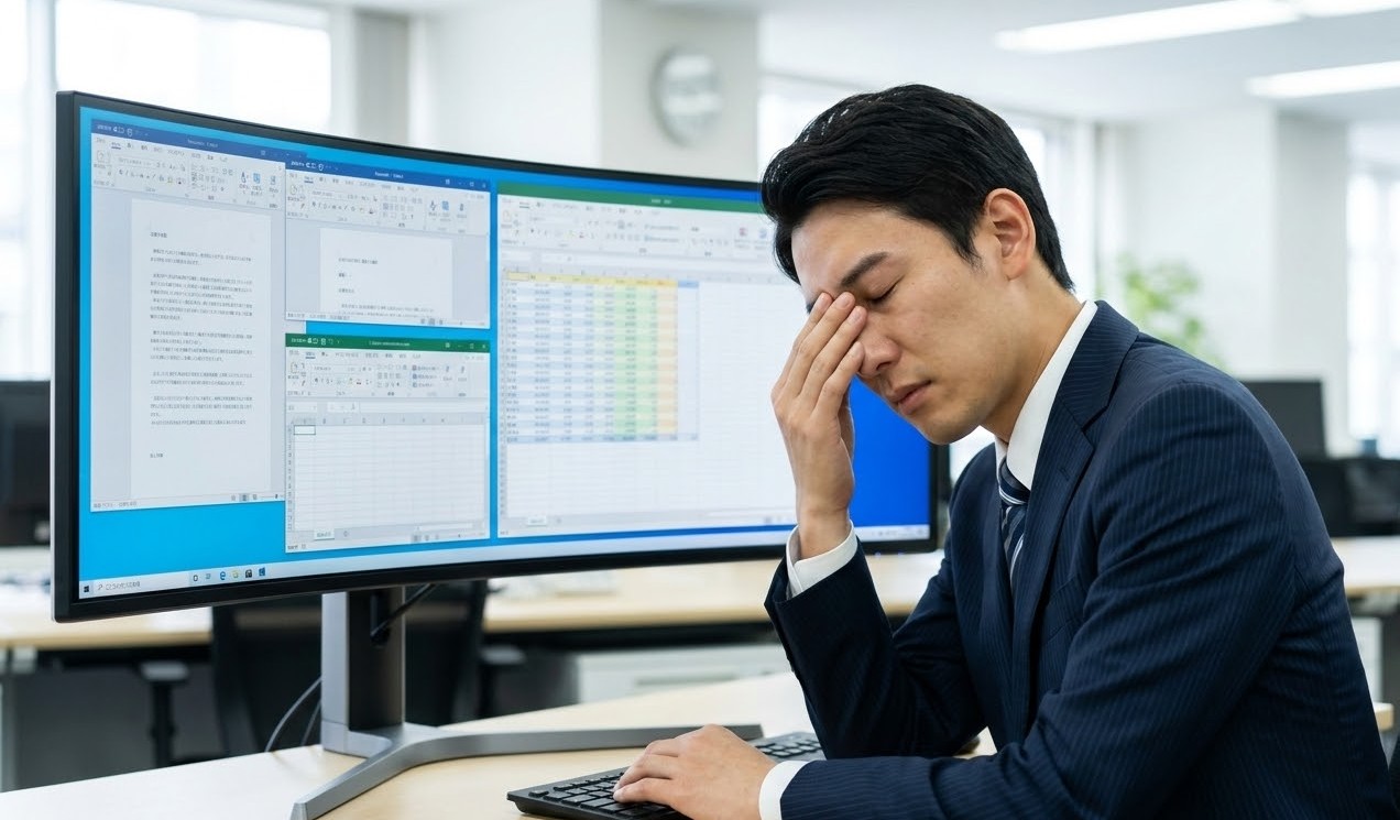 ウルトラワイドモニター目疲れ仕事の原因