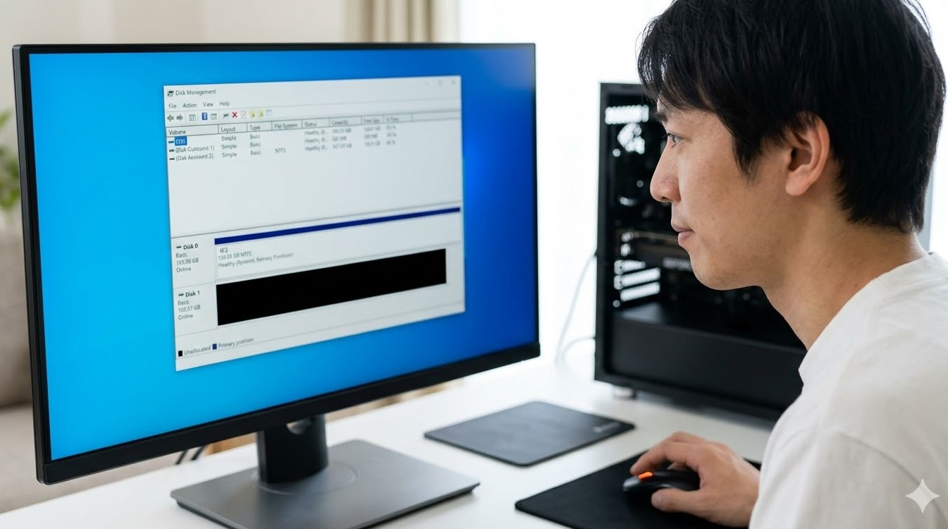 増設したSSDが認識しない場合の初期化設定手順