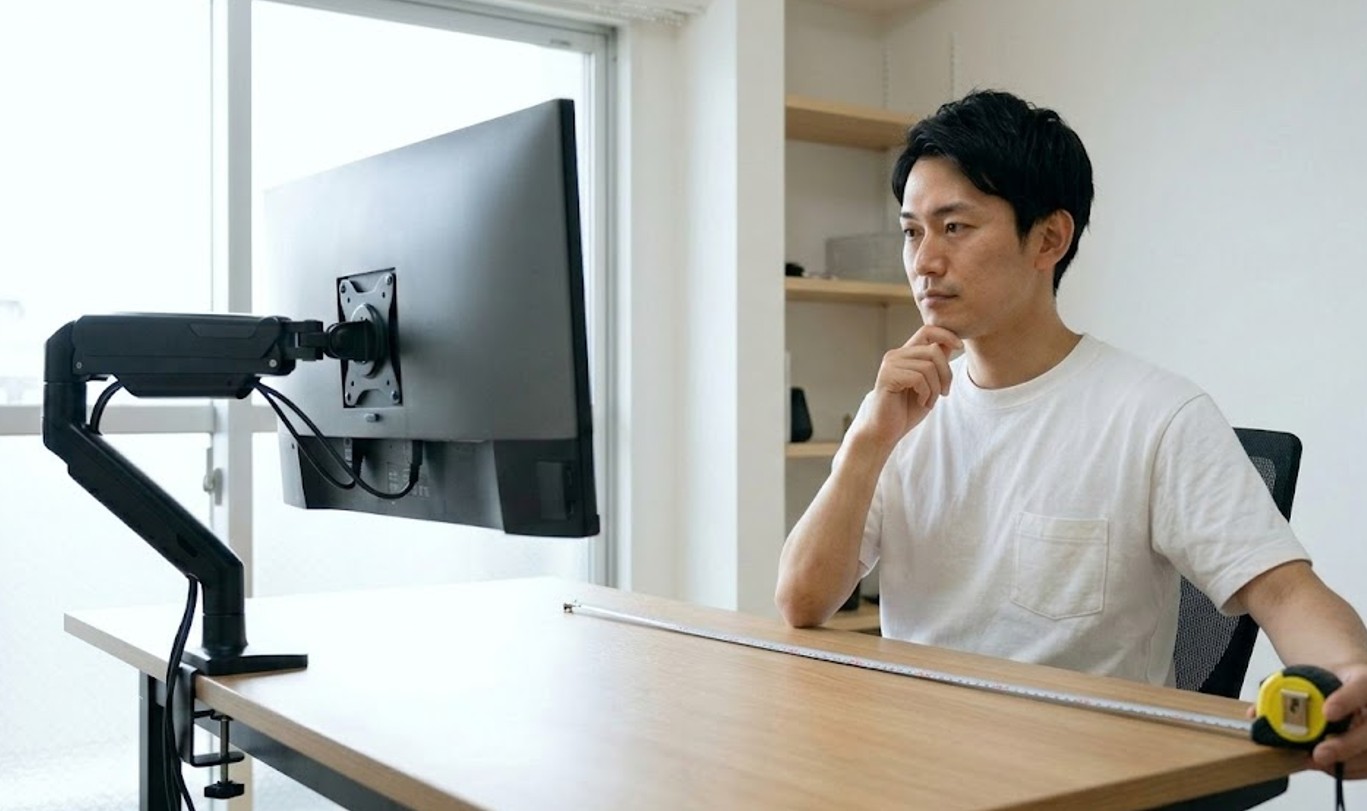 デスクの奥行きや設置スペースによる視距離の目安