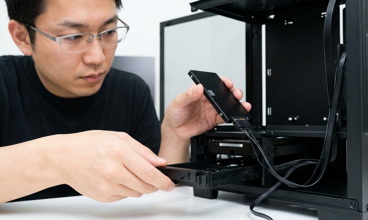 2.5インチSSDを格納するドライブベイの位置