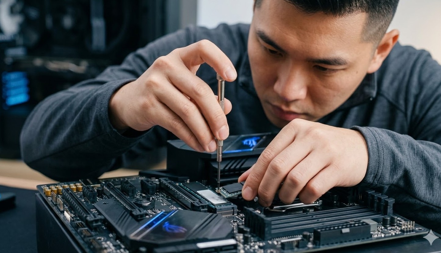 M.2 SSDの物理的取り付けステップ