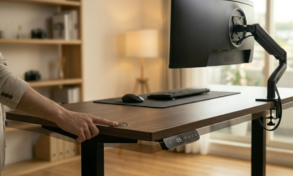 昇降式デスクで変わる奥行き感と健康維持