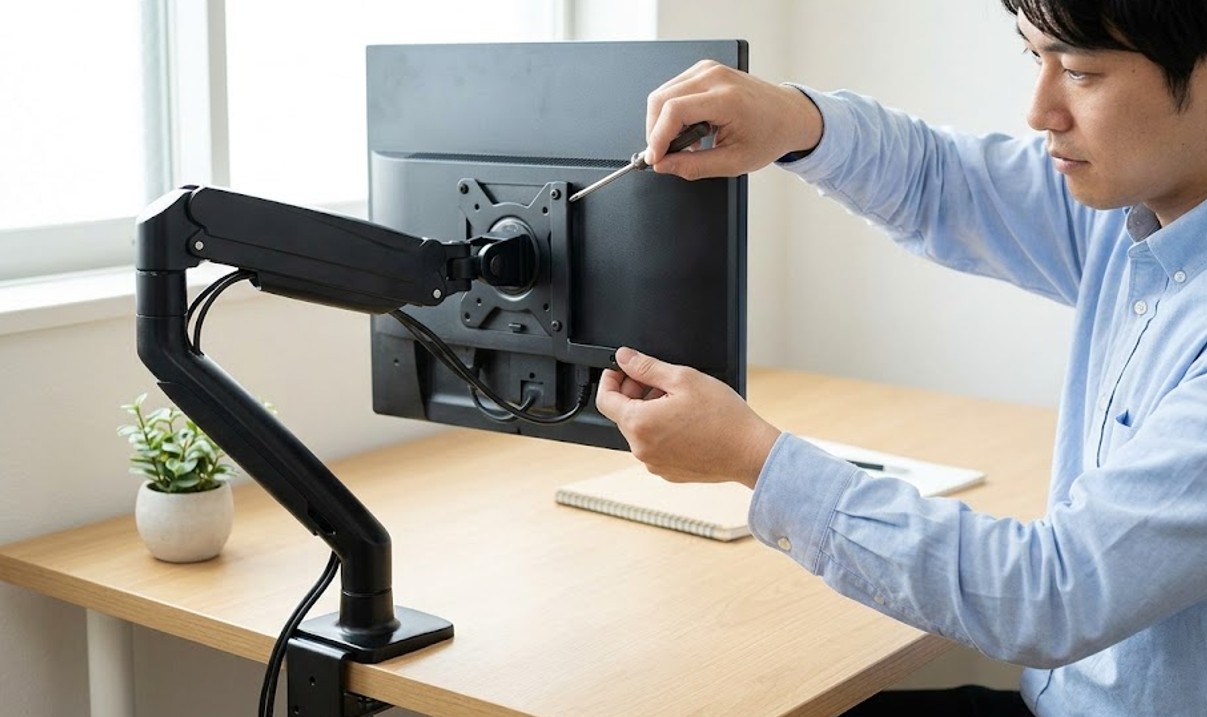 モニターアーム併用策