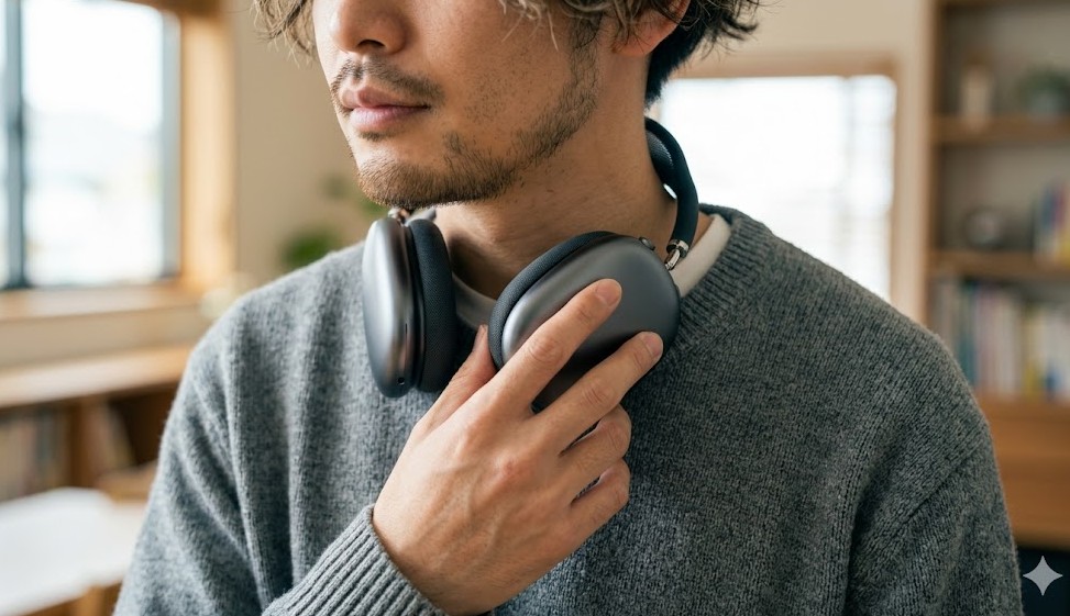 首にかけた時の装着方向とボタンの誤動作