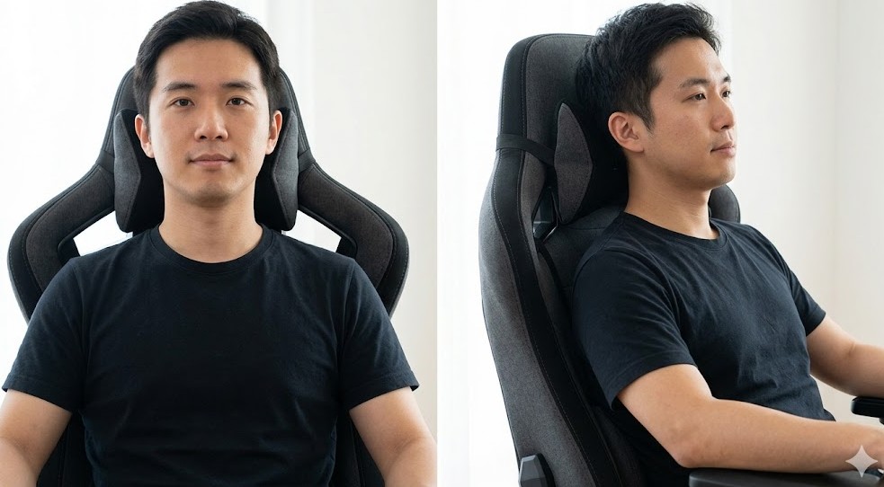 ゲーミングチェアのヘッドレスト位置を最適化する人間工学