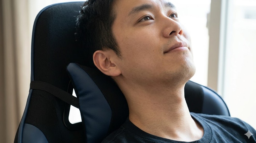 正しい首の裏の凹みに合わせる基準