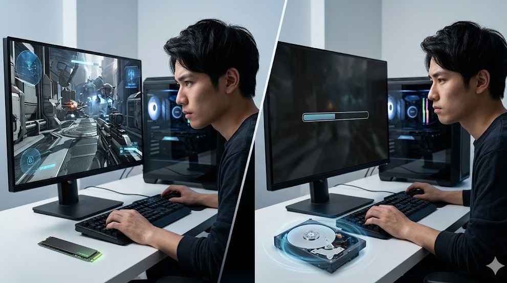 外付けhddとssdのゲームロード時間比較